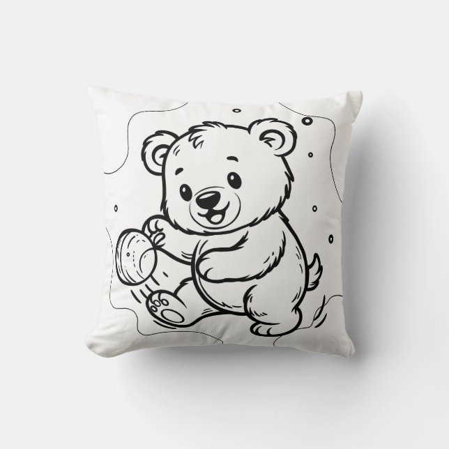 Coussin L'ours joue au football  (Recto)