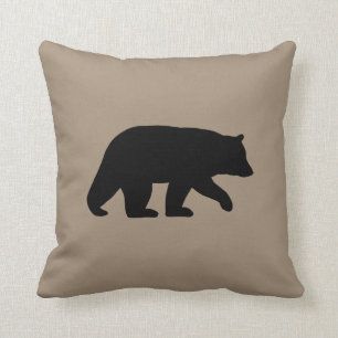 Coussin L'Ours Noir Silhouette Chaleureuse Faune Beige