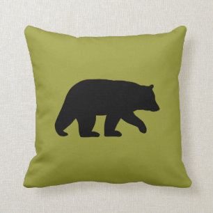 Coussin L'Ours Noir Silhouette Chartreuse Animaux sauvages