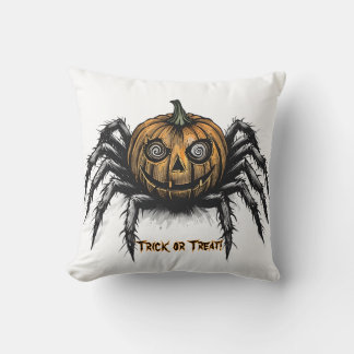 Coussin L'outil en tête de Citrouille blanc avec le texte