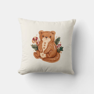 Coussin Loutre Rétro au Pain d'Épice avec Canne de Bonbon