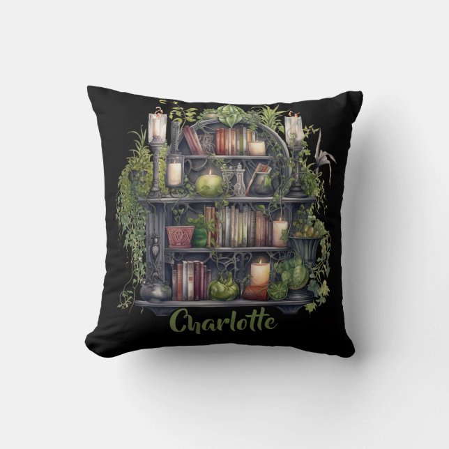 Coussin Louveur de livre gothique. Bibliothèque à débordem (Recto)