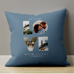 Coussin Love 4 photo simple moderne cadeau personnalisé bl<br><div class="desc">Love 4 photo simple moderne personnalisé anniversaire,  mariage,  anniversaire ou cadeau de Noël moderne élégant noir blanc mariage cadeau classeur pour celui que vous aimez. Design moderne de poutres roses. Décor bleu poussiéreux.</div>