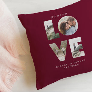 Coussin Love 4 photo simple moderne personnalisé bordeaux