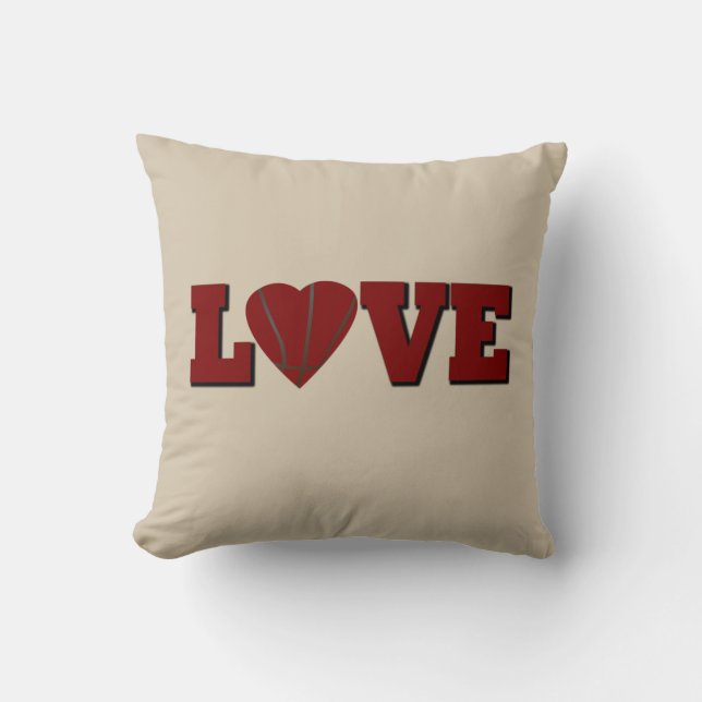 Coussin Love basket-ball avec coeur rouge (Recto)