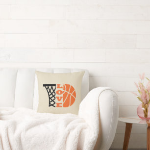 Coussin Love Basketball hoop et orange ball