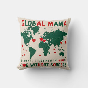 Coussin Love Beyond Borders : World Map Mama & Me Design