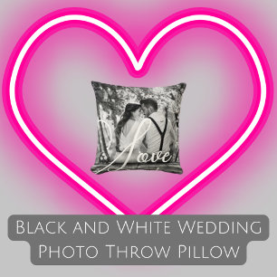 Coussin LOVE Black and White Mariage Photo