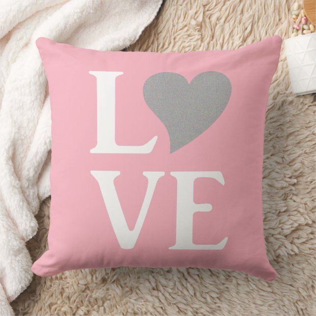 Coussin Love Bride & Co Mariage Rose & Argent Décor (Couverture)