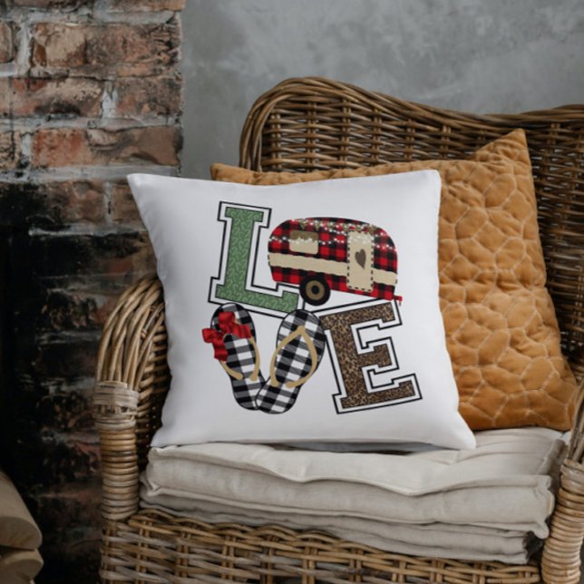 Coussin Love Camping Moderne Camper Flip Flops (Créateur téléchargé)