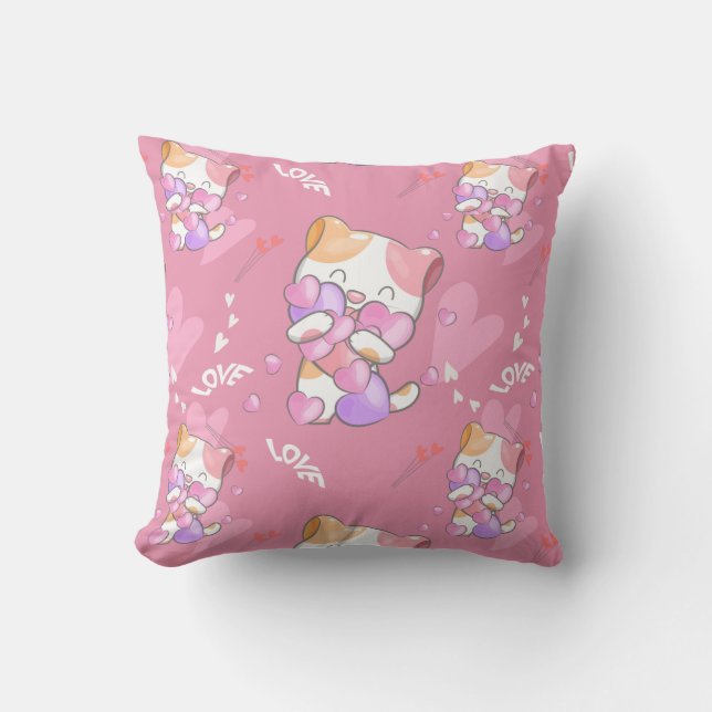 Coussin Love Chat Motif Animaux colorés Animaux (Recto)