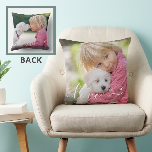 Coussin LOVE Écriture 1-2 Photo Coeur manuscrit (Créateur téléchargé)