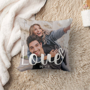 Coussin Love Elegant Script avec Coeur Deux Photo