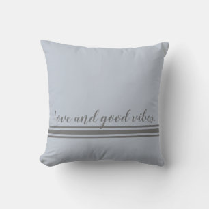 Coussin "Love & Good Vibes" Carré Dusty Blue & Grey