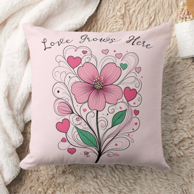Coussin Love Grows ici -Blooming Love (Couverture)