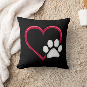 Coussin Love Heart Chien Paw Valentine's Day Amoureux des