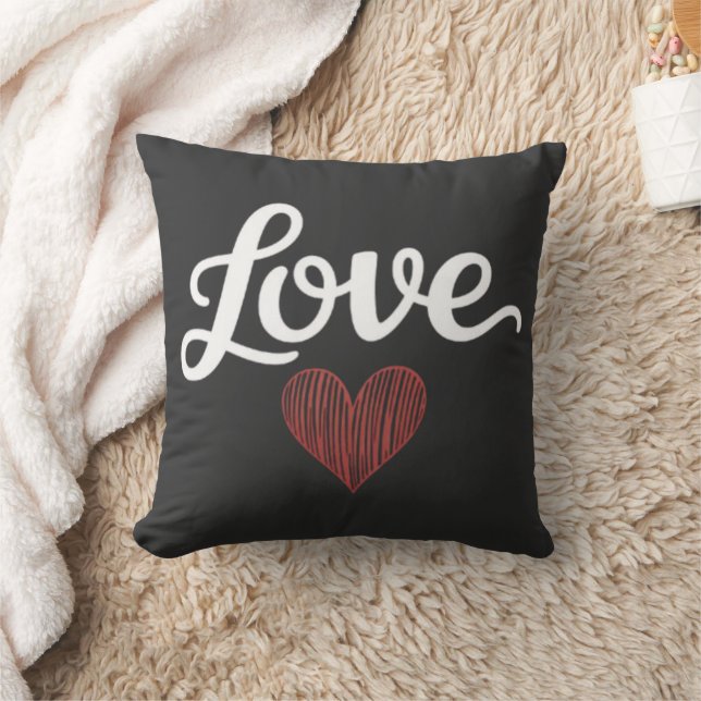 Coussin Love Heart Minimal Typography Romantic Design (Couverture)