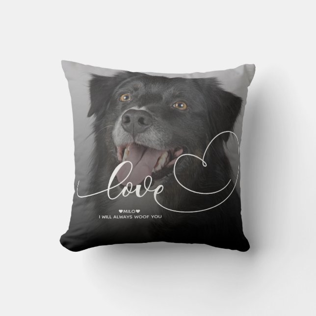 Coussin Love Heart Script | Photo pour animaux (Recto)