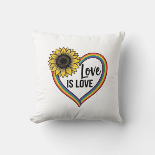 Coussin Love Is Love Tournesol Cœur Vintage Vector T-Shirt