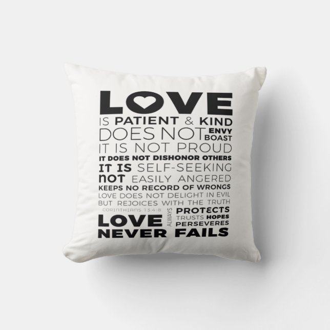 Coussin Love Is Patient And Kind Does Not Envy Boast Class (Recto)