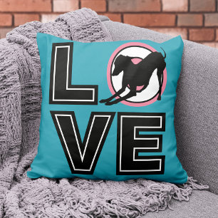Coussin Love Italien Greyhound Typographie Noire Silhouett