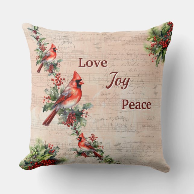 Coussin Love, Joy, Peace Christmas Paris Postmark Pillow  (Recto)