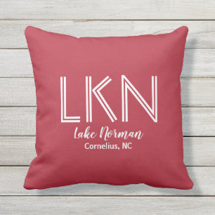 Coussin LOVE LAKE LIFE nom de lac personnalisé Jeter Oreil