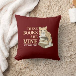 Coussin Love Lire CES LIVRES SONT MINE Drôle Chat