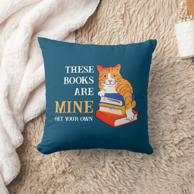 Coussin Love Lire CES LIVRES SONT MINE Drôle Chat (Couverture)
