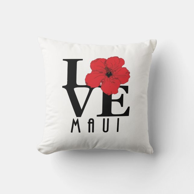 Coussin LOVE Maui Red Hibiscus (Recto)