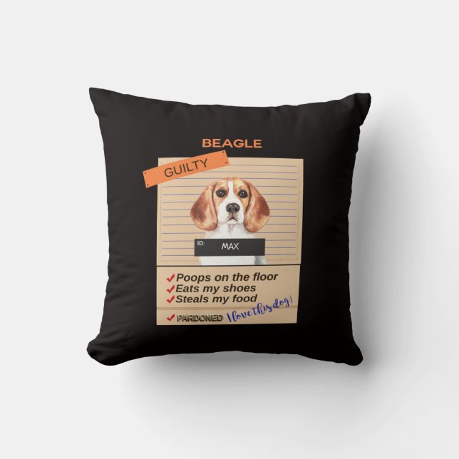 Coussin Love My Beagle Despite Bad Habits                  (Recto)