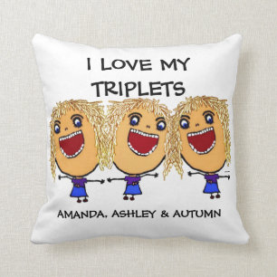 Coussin Love My Triplets Cartoon