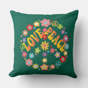 Coussin LOVE PEACE FREEDOM 60s les années 70 Tie Dye Vinta