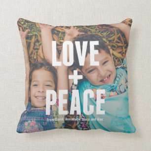 Coussin Love + Peace Modern Mini Typographie De La Photo