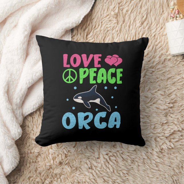 Coussin Love Peace Orca Cute Sea Animaux Orca Lover (Couverture)
