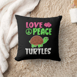 Coussin Love Peace Turtles Cute Zoo Animaux Tortues Lover