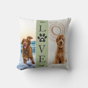 Coussin LOVE Pet Photos Personnalisées Noms Dentelles Band