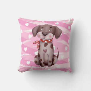 COUSSIN "LOVE PUPPY" EN ROSE ET BLANC