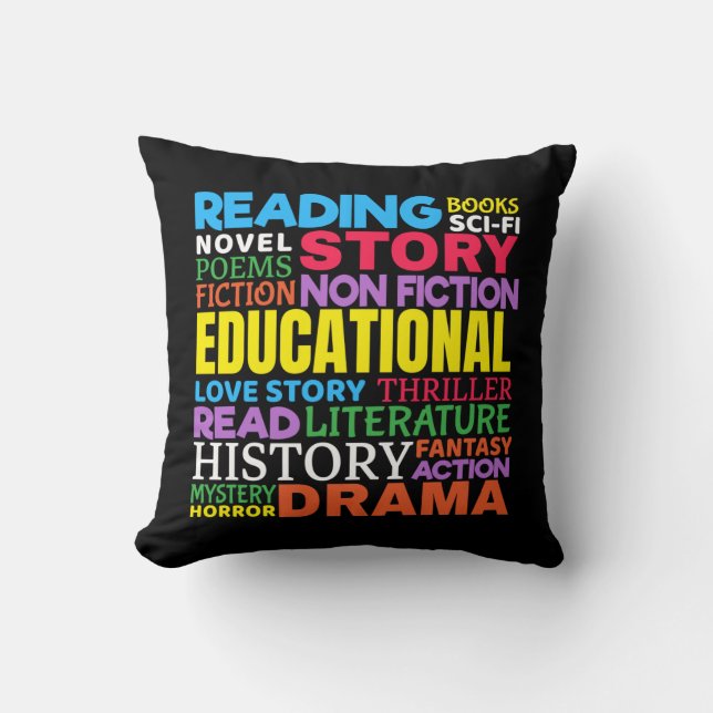 Coussin Love Reading Books - Genre Word Art (Recto)
