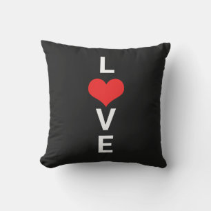 Coussin Love Red Heart mignon Saint Valentin Blanc Noir