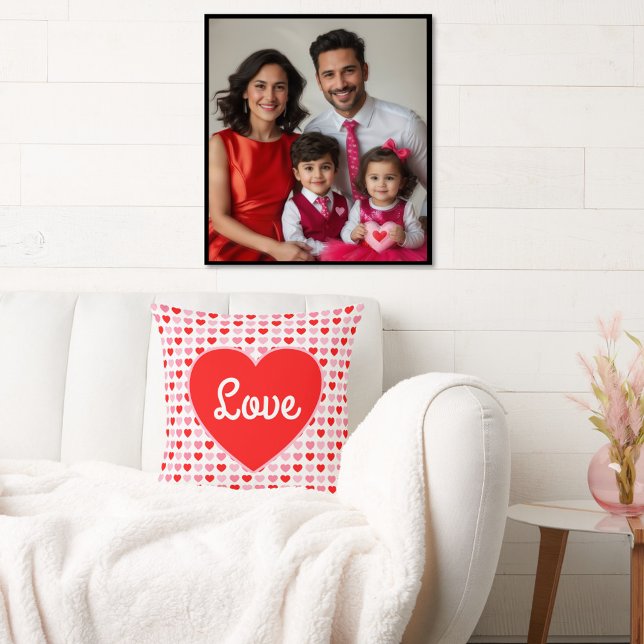 Coussin Love Red Heart Rose & Red Valentine Heart Motif (Créateur téléchargé)