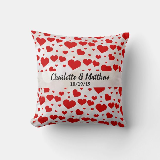 Coussin Love Red Hearts Valentines Day Mariage Anniversair (Recto)