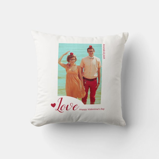 Coussin Love Red Minimalist Photo Saint Valentin (Recto)