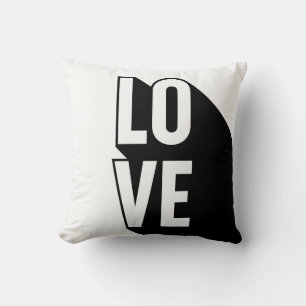 Coussin Love Retro Long Shadow Typographie