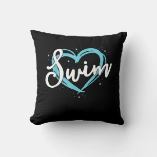 Coussin Love Swim Team Heart Lover Blue Swimmer