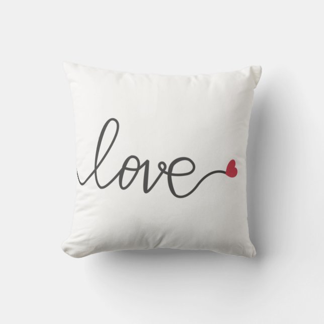 Coussin Love texte décoratif avec coeur (Recto)