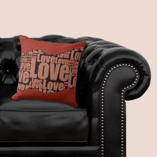 Coussin Love Typographie Motif Émergent Rouge Et Noir