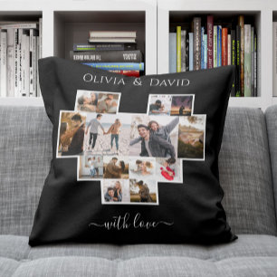 Coussin Love Valentine's Day Photo Collage Black