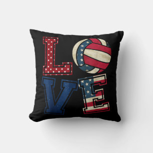 Coussin LOVE Volleyball Lover USA Drapeau Patriotique Le J