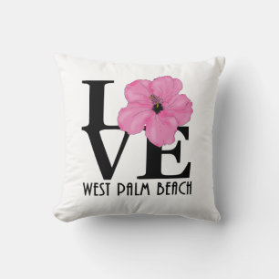 Coussin LOVE West Palm Beach Floride Hibiscus rose